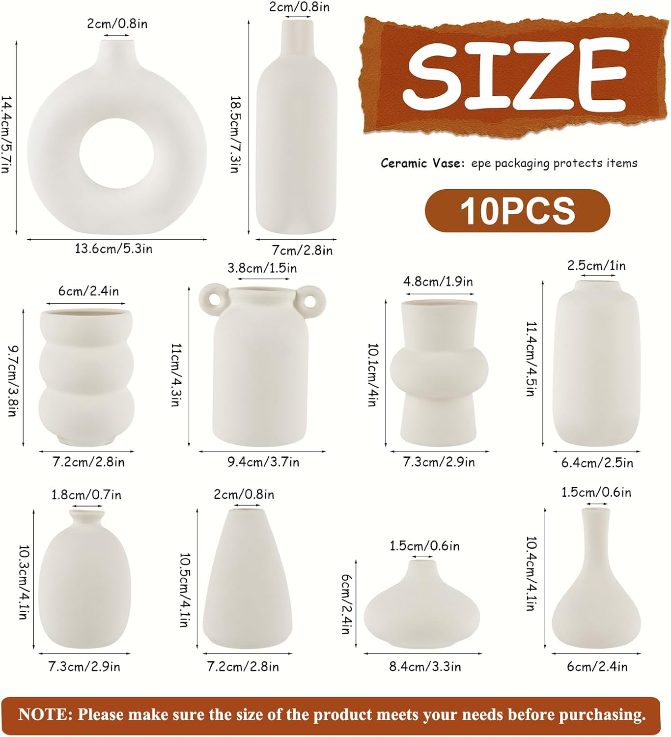 Small Ceramic Vase Ceramic Bud Vases in Bulk Modern Farmhouse Boho VaseS / White / Set of 10
