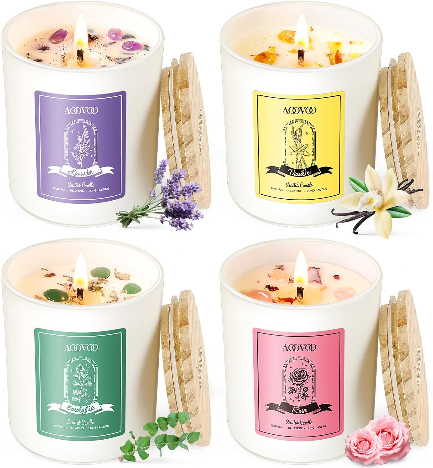 AOOVOO Rose/Vanilla/Eucalyptus/Lavender Scented Candles for Women