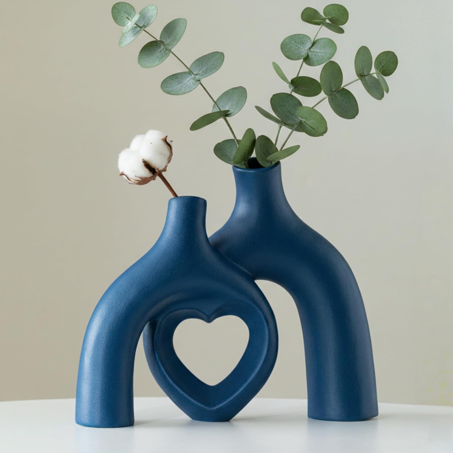 Snuggle Hollow Ceramic Decorative Vase / Navy Blue
