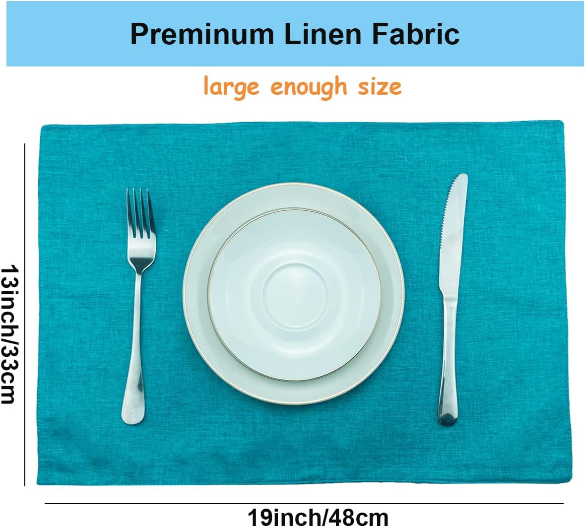 Weabetfu Cloth Placemats Set of 6 Heat Resistant Dining Table Placemats | Cotton Linen Machine Washable Kitchen Table