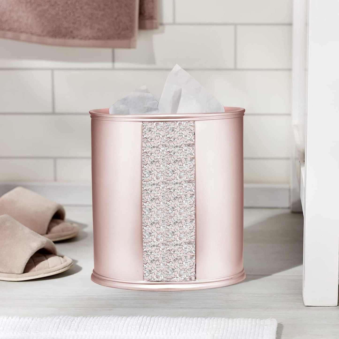 Zahari Home 2pc Sinatra Modern Bath Accessories Set Waste Basket & Tissue Box Modern Decorative Beautiful Designs