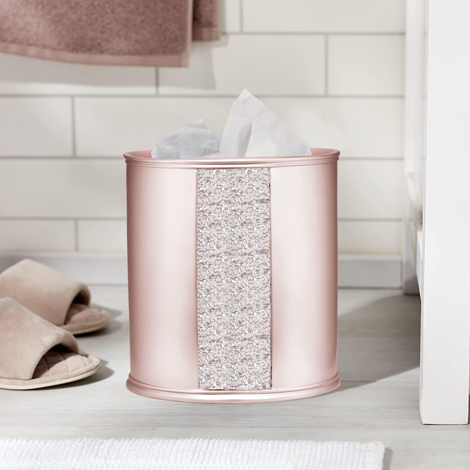Zahari Home 2pc Sinatra Modern Bath Accessories Set Waste Basket & Tissue Box Modern Decorative Beautiful Designs