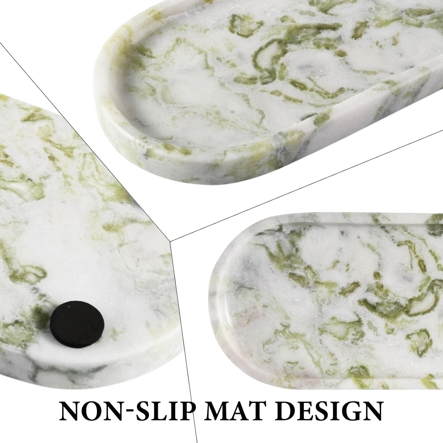Marble Vanity Tray / Bianco Palomino Green / 10 x 5 x 0.7