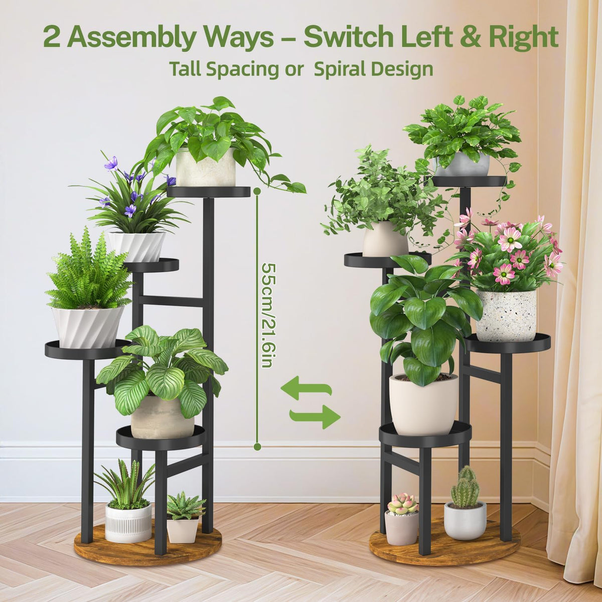 iDavosic.ly 4 Tier Plant Stand Indoor, Corner Tiered Holder Shelf, Brown | Sturdy Tiered Orchid Display Rack, Multiple