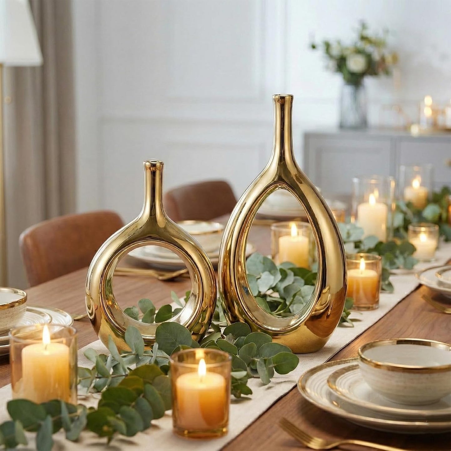 Vase Ceramic Gold Vases Home Decor / Glossy Gold
