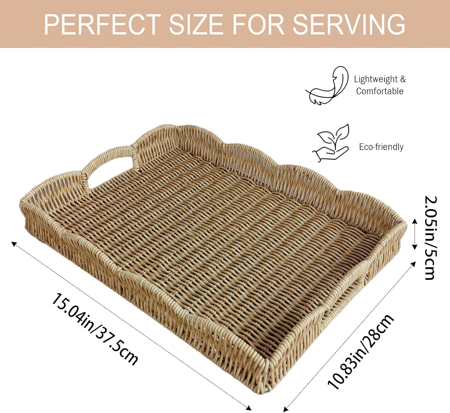 Rectangular Wicker Tray / Beige