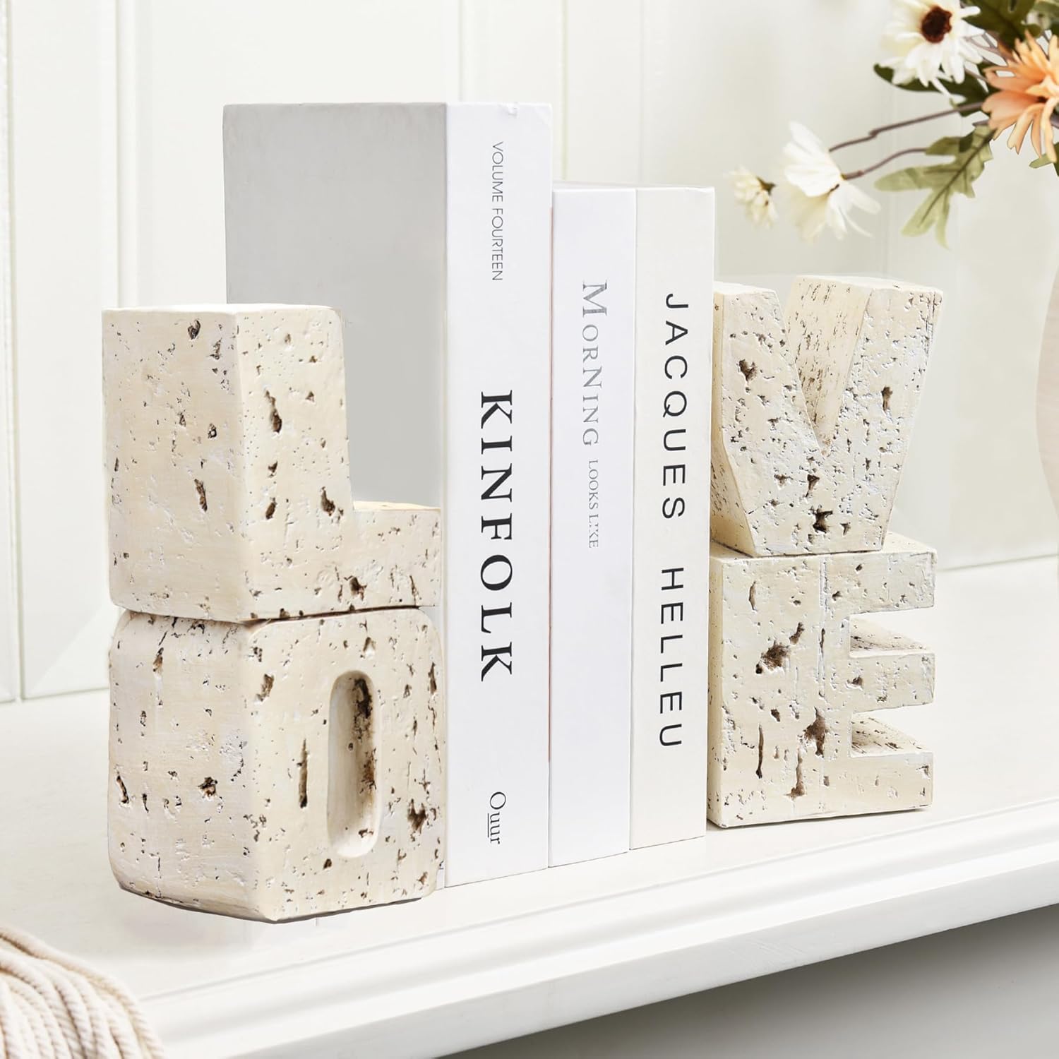Small Farmhouse Heavy Duty Bookends / Beige