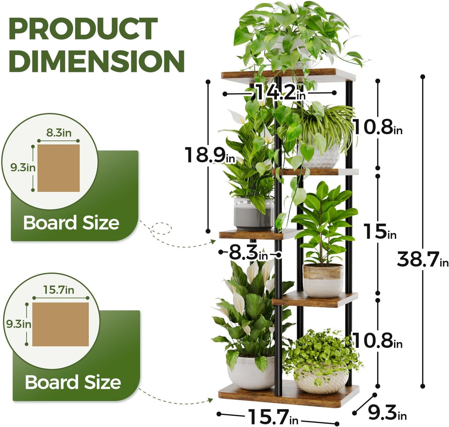 Bamworld Plant Stand 5 Tier Corner Metal Shelf Brown | Tiered shelf organizes multiple plants in living rooms