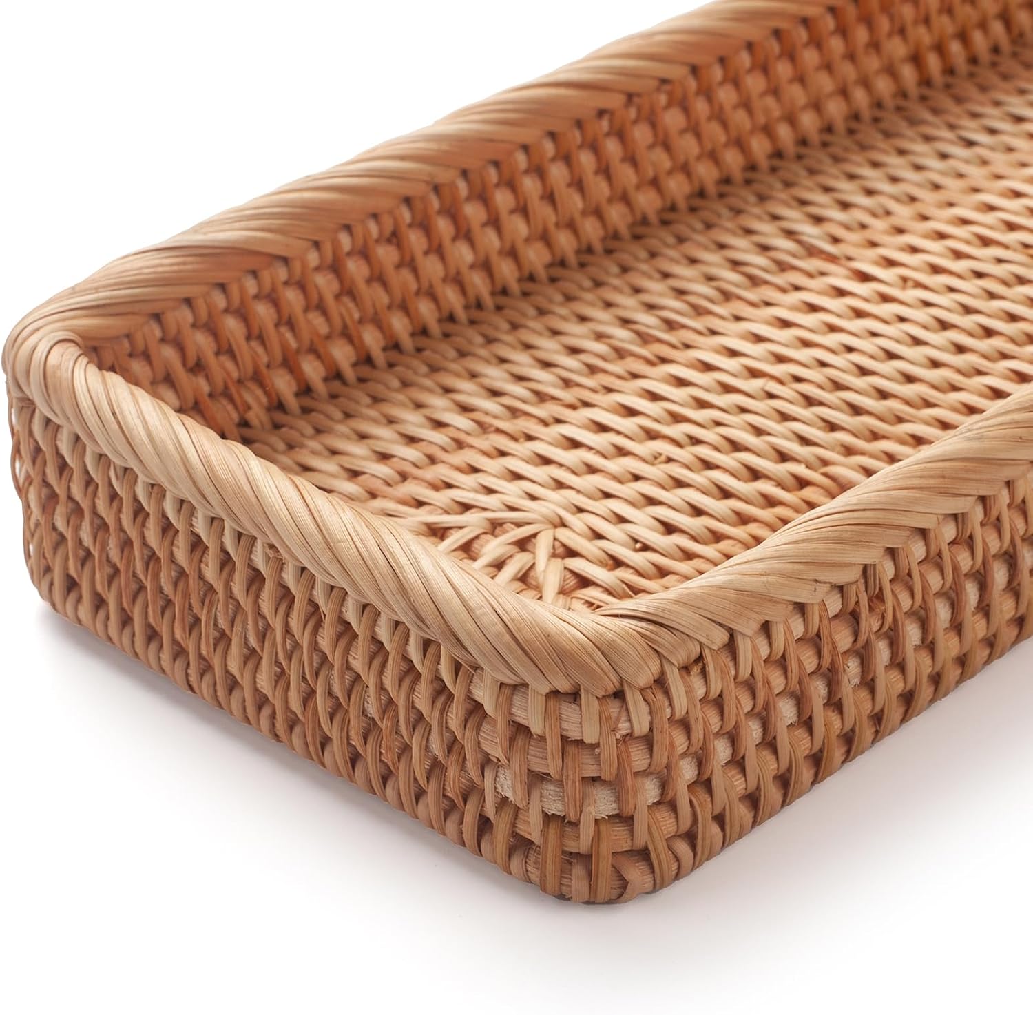 Rattan Bathroom Vanity Trays Toilet Tank Baskets Long Narrow Hand Towel / Natural / 16.3 x 6.1 x 2