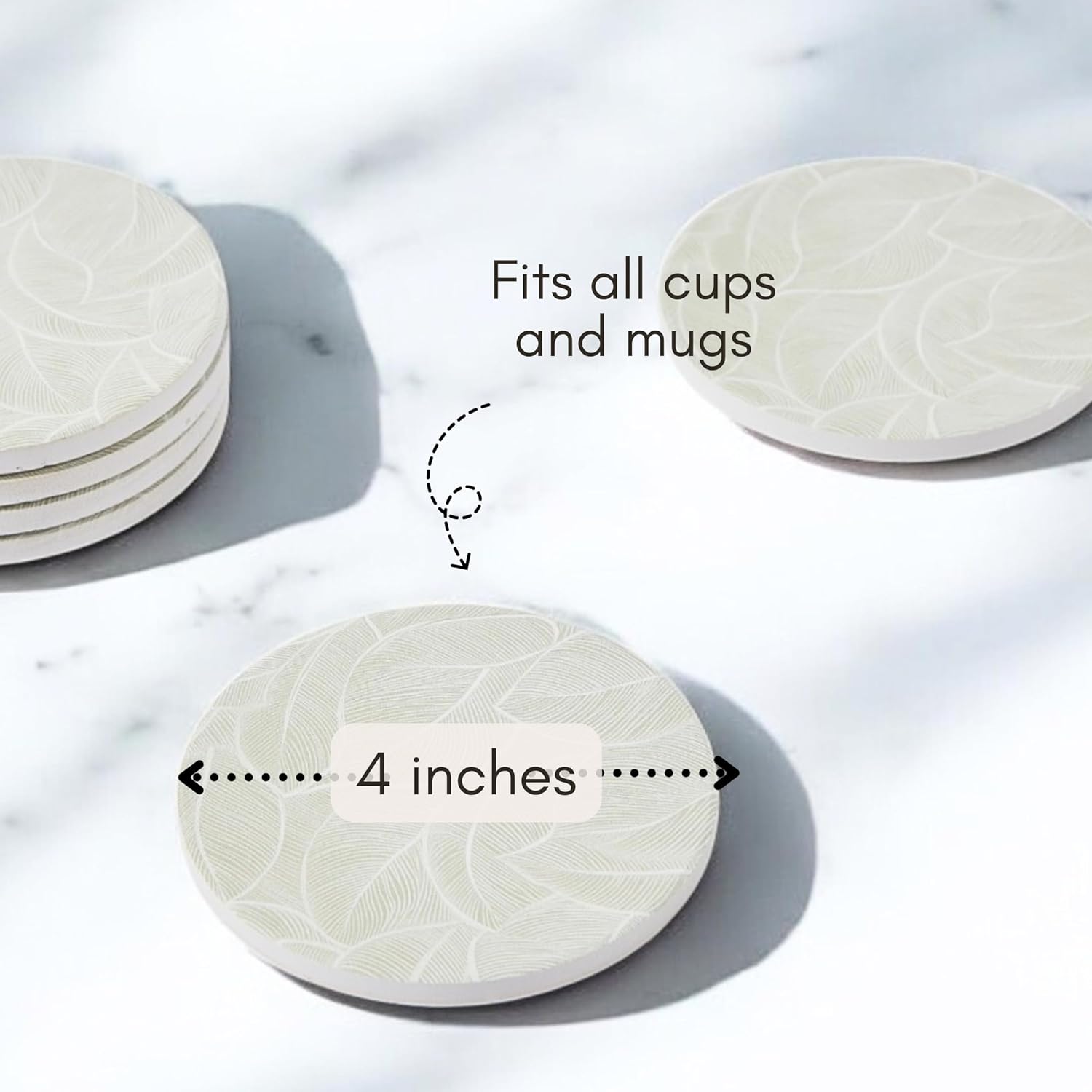Colorful Ceramic Marble Coasters / Leaf / Set of 6