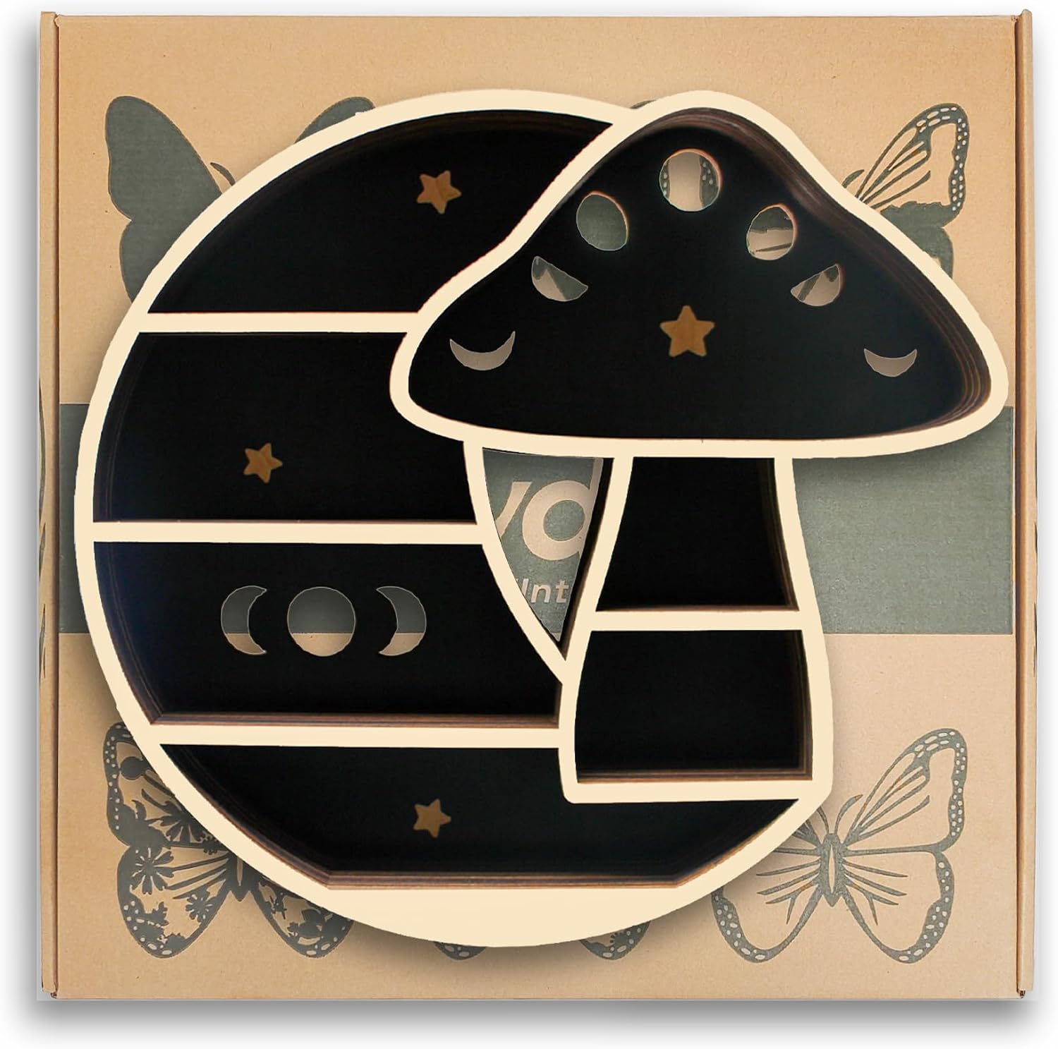 Wooden Mushroom Floating Shelves / Mushroom & Moon