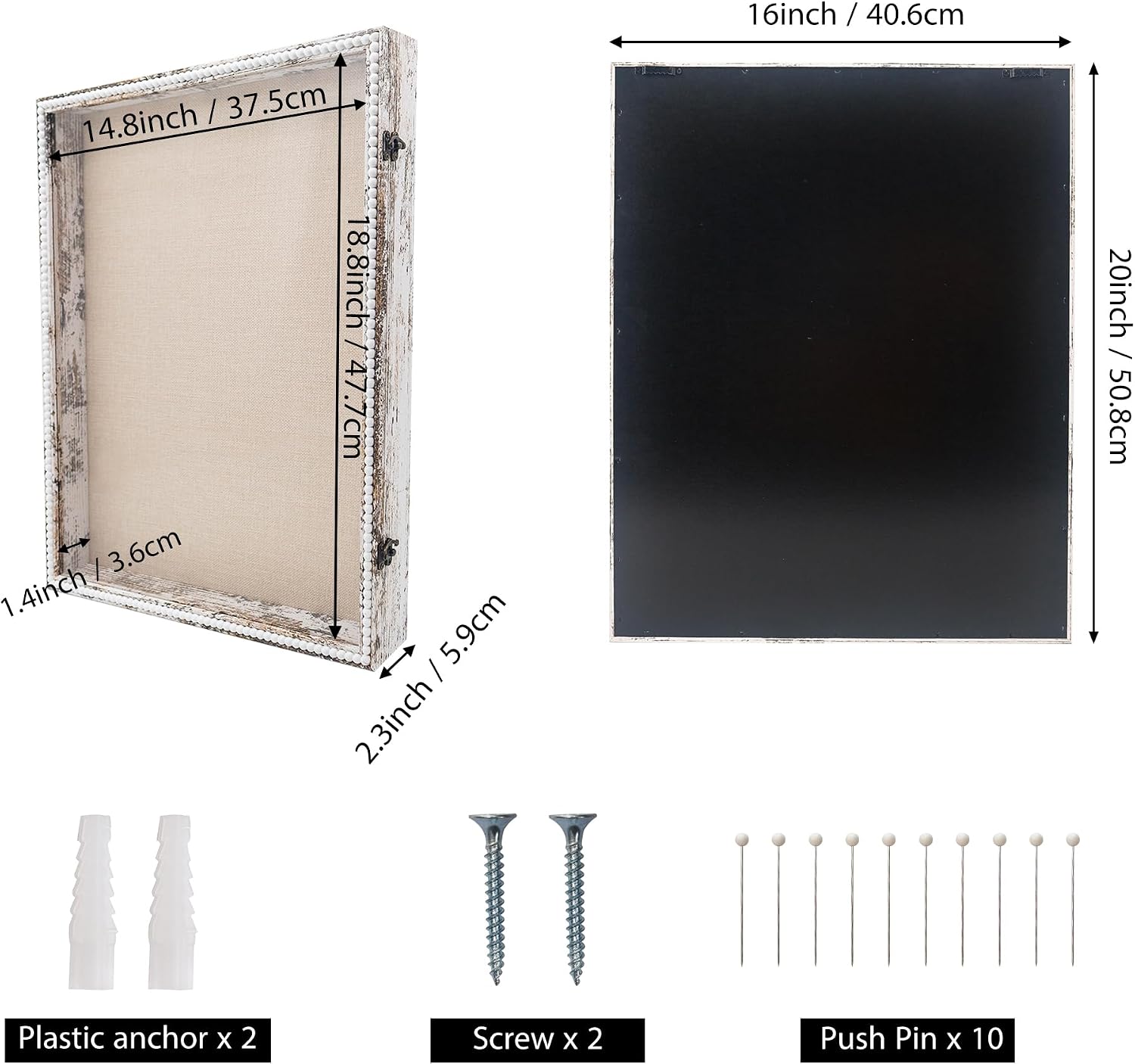 FramePro Large Shadow Box White 16x20 Front Open with Hinge Beaded Designed Graduation Display Case with Linen Back