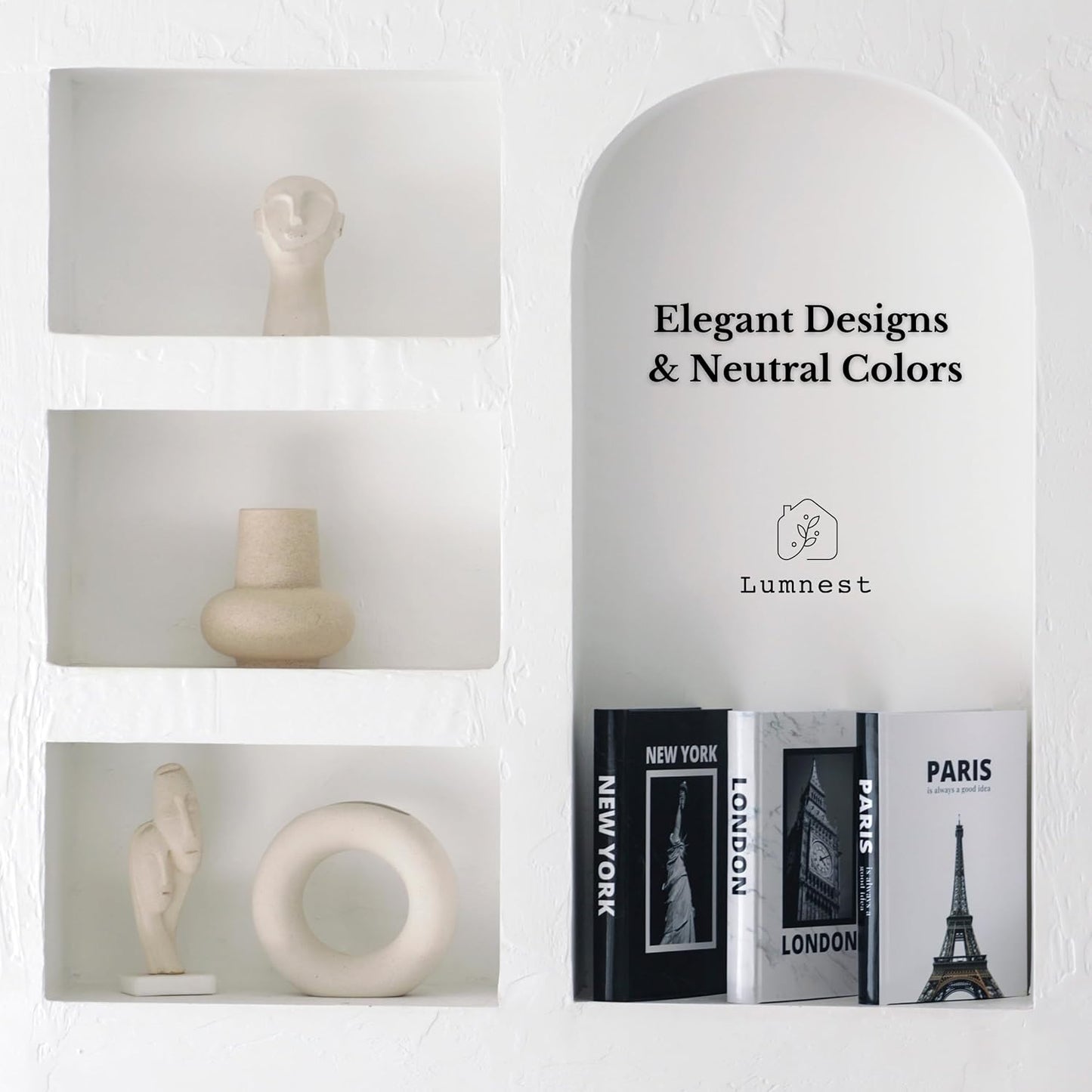 Foldable and White Faux Book Set Featuring Paris / Black
