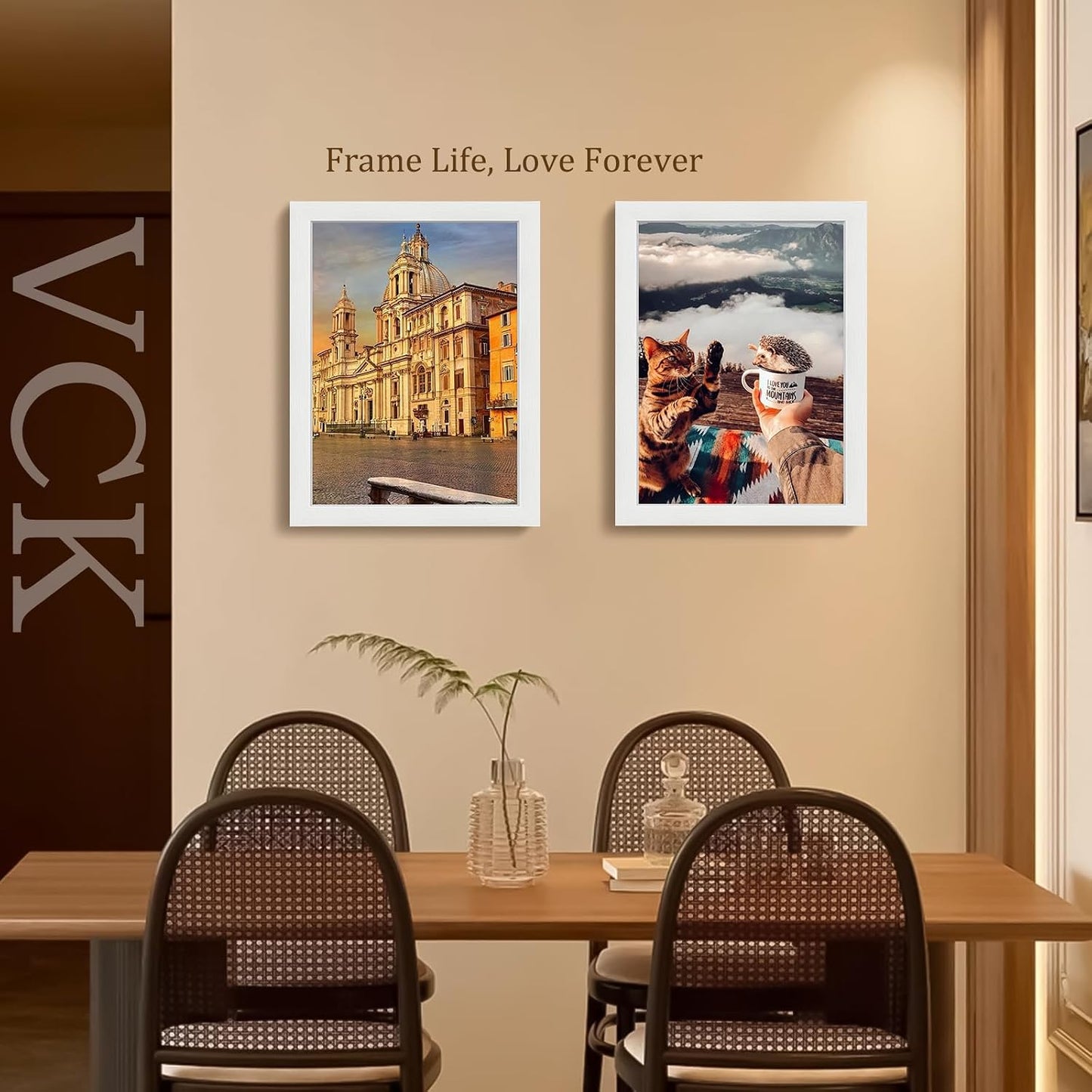 VCK 11x14 Picture Frame White 4 Pack, Wide Thick Wood Border, for Photos | Exclusive Woodgrain, Wall Hanging, HD