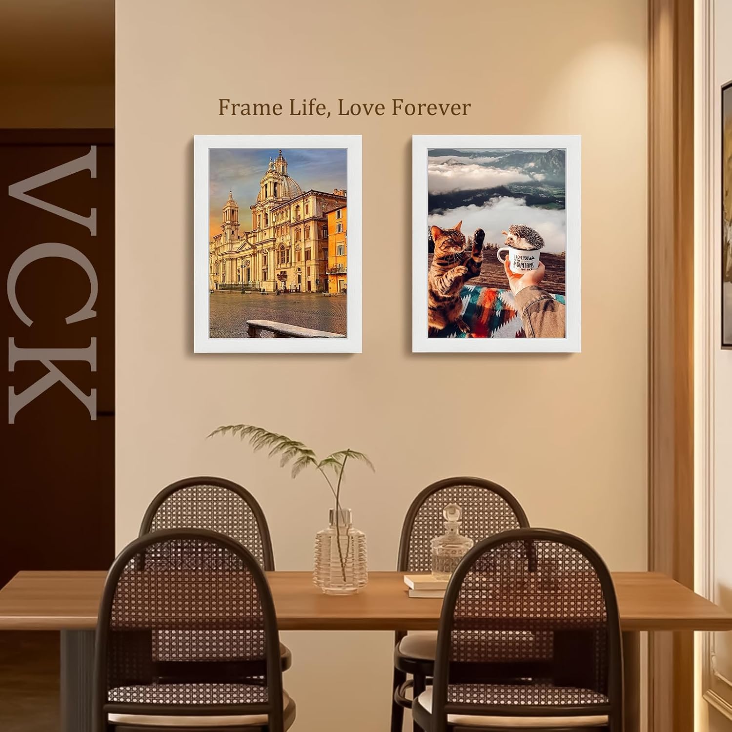 VCK 11x14 Picture Frame White 4 Pack, Wide Thick Wood Border, for Photos | Exclusive Woodgrain, Wall Hanging, HD
