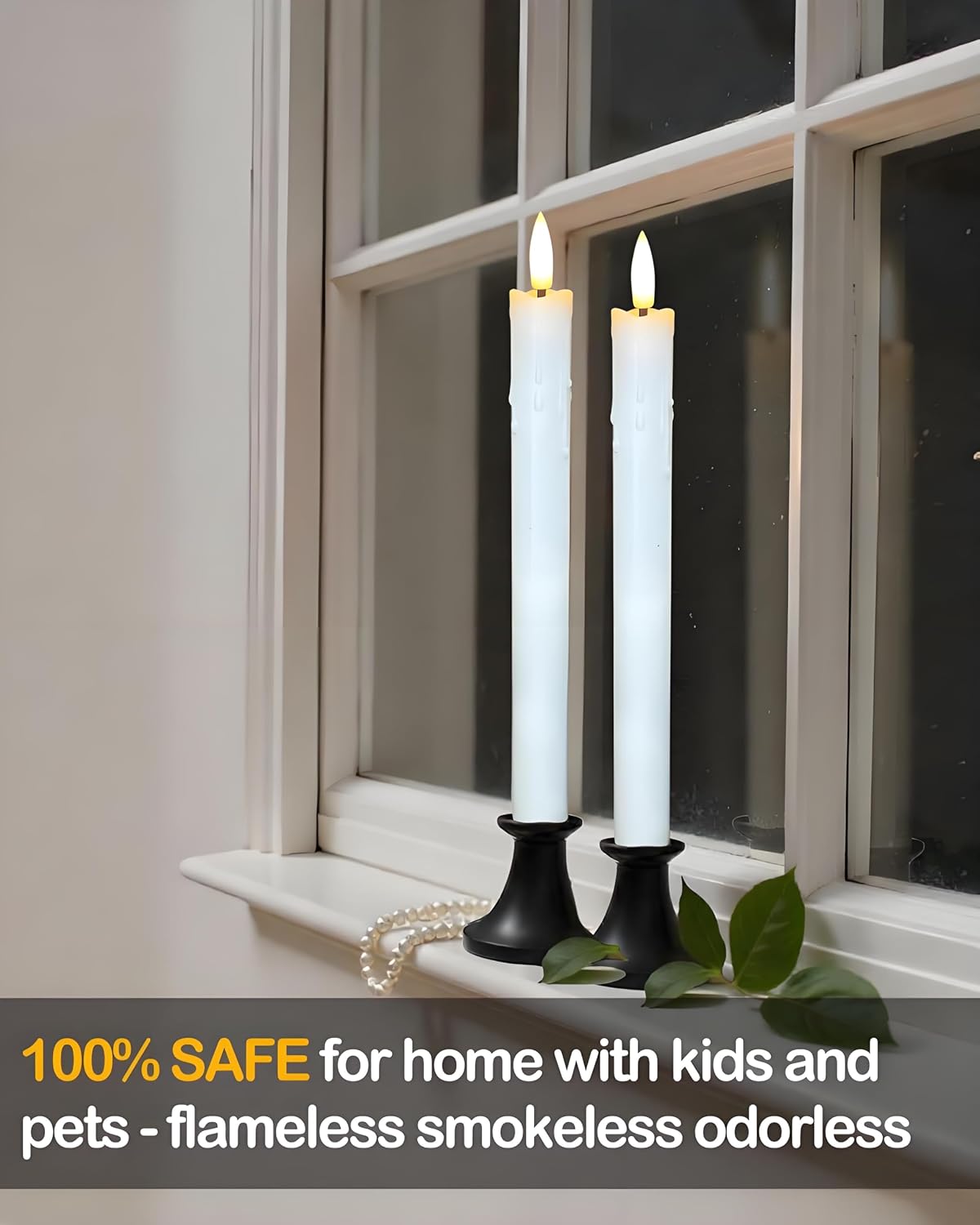 Gmnee 9.6" Taper Rechargeable Candles with Remote and Timer, White | 6 Pack Flameless Taper Candles, LED CandleSticks