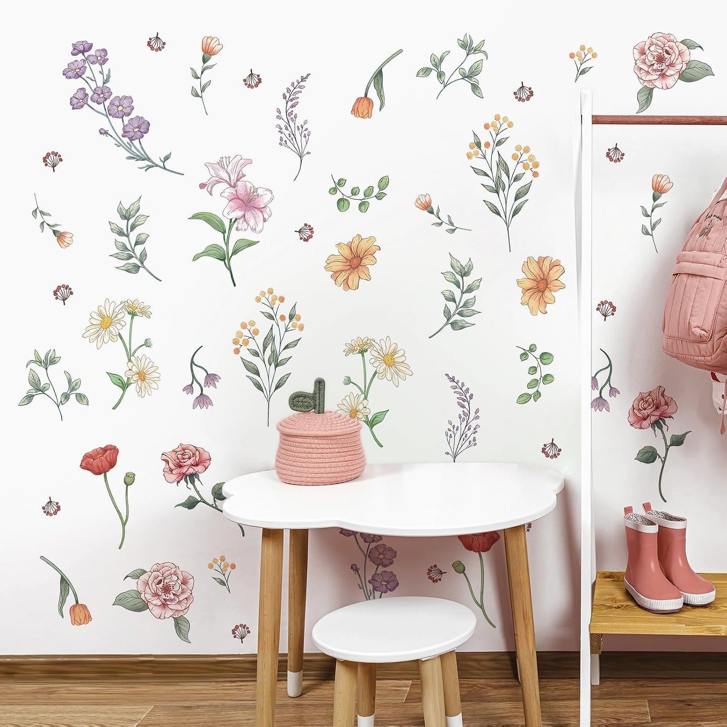 Retro Colorful Wildflower Wall Stickers / Colorful Retro