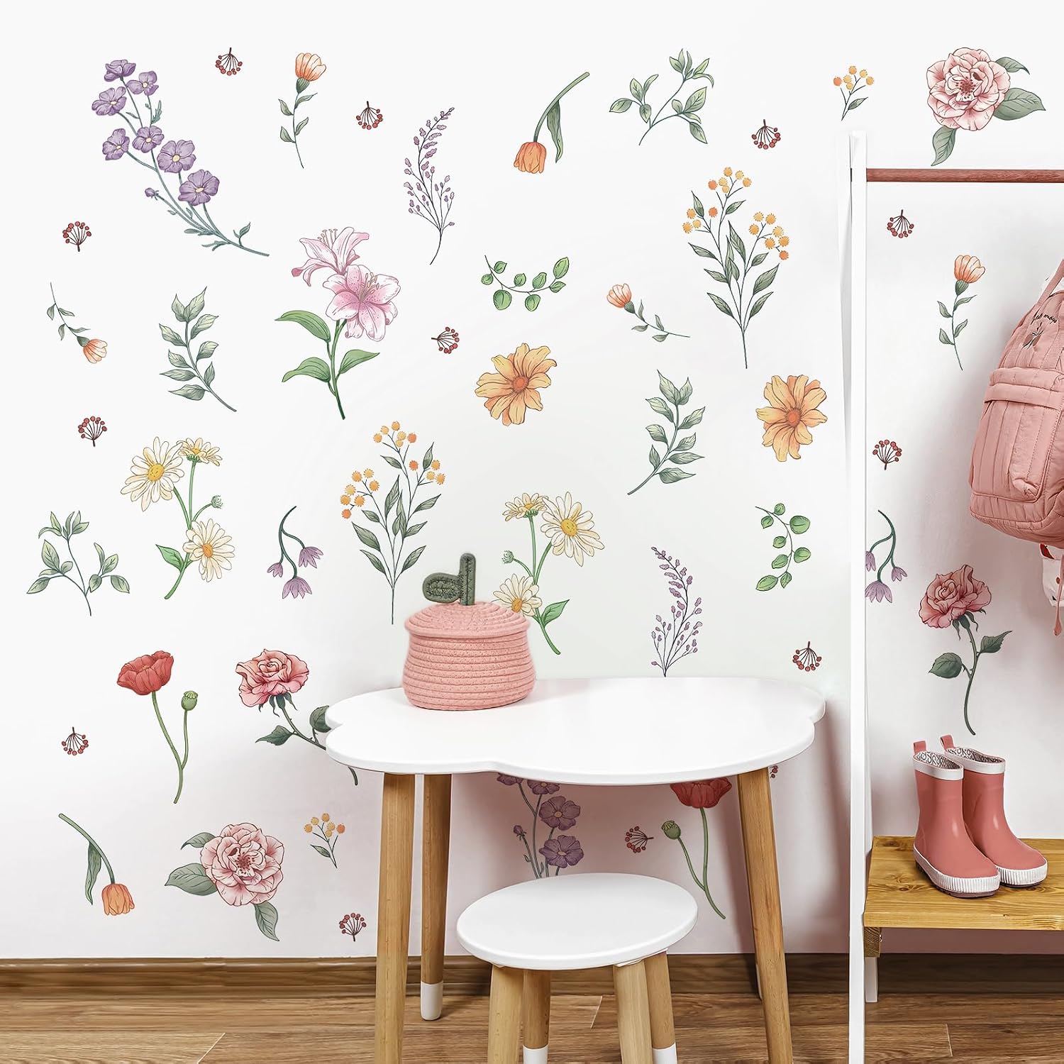 Retro Colorful Wildflower Wall Stickers / Colorful Retro