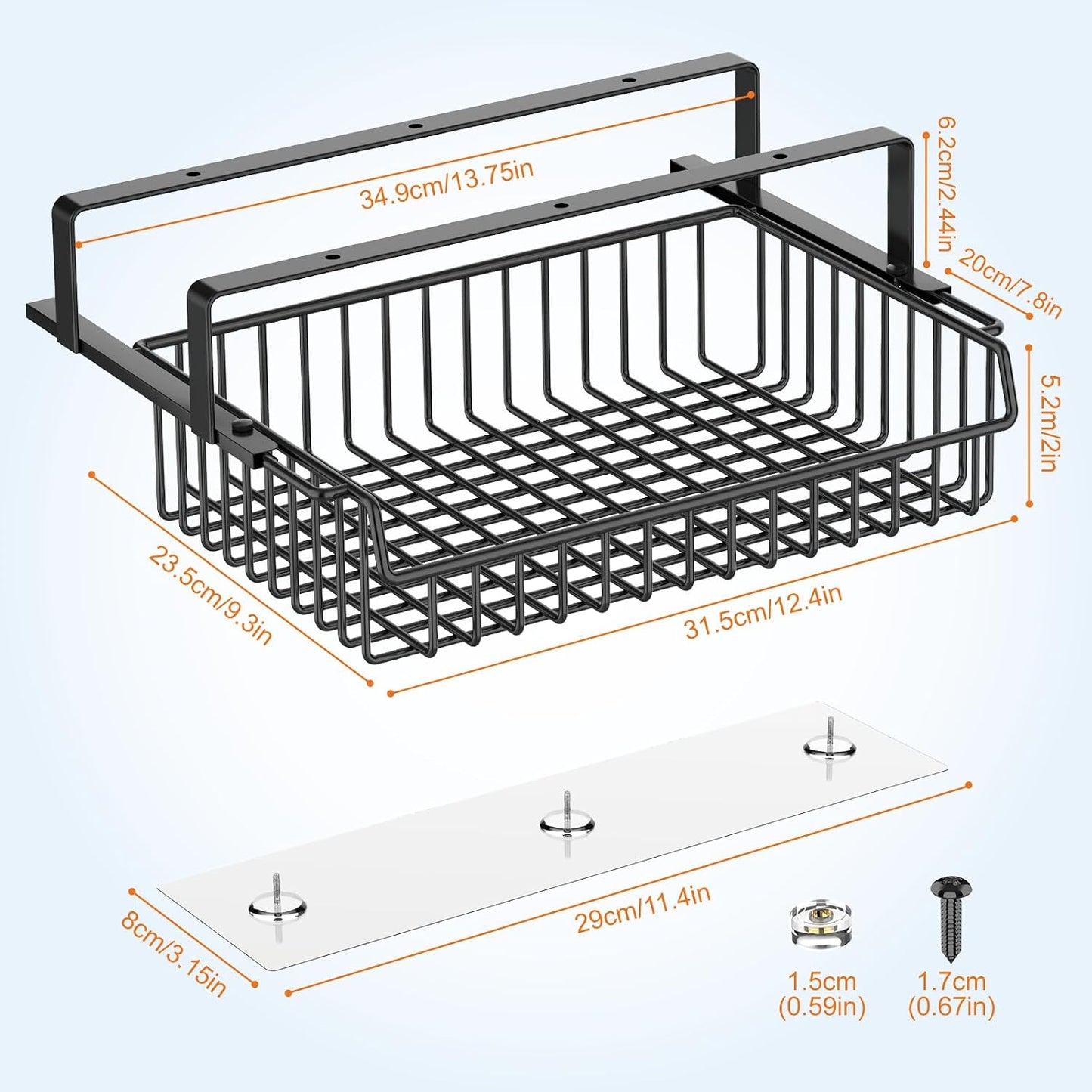 ENONCI Under Desk Drawer Slide Out No Drill Metal Storage Cabinet | Shelf Storage Basket Cabinet, Under Table Drawer