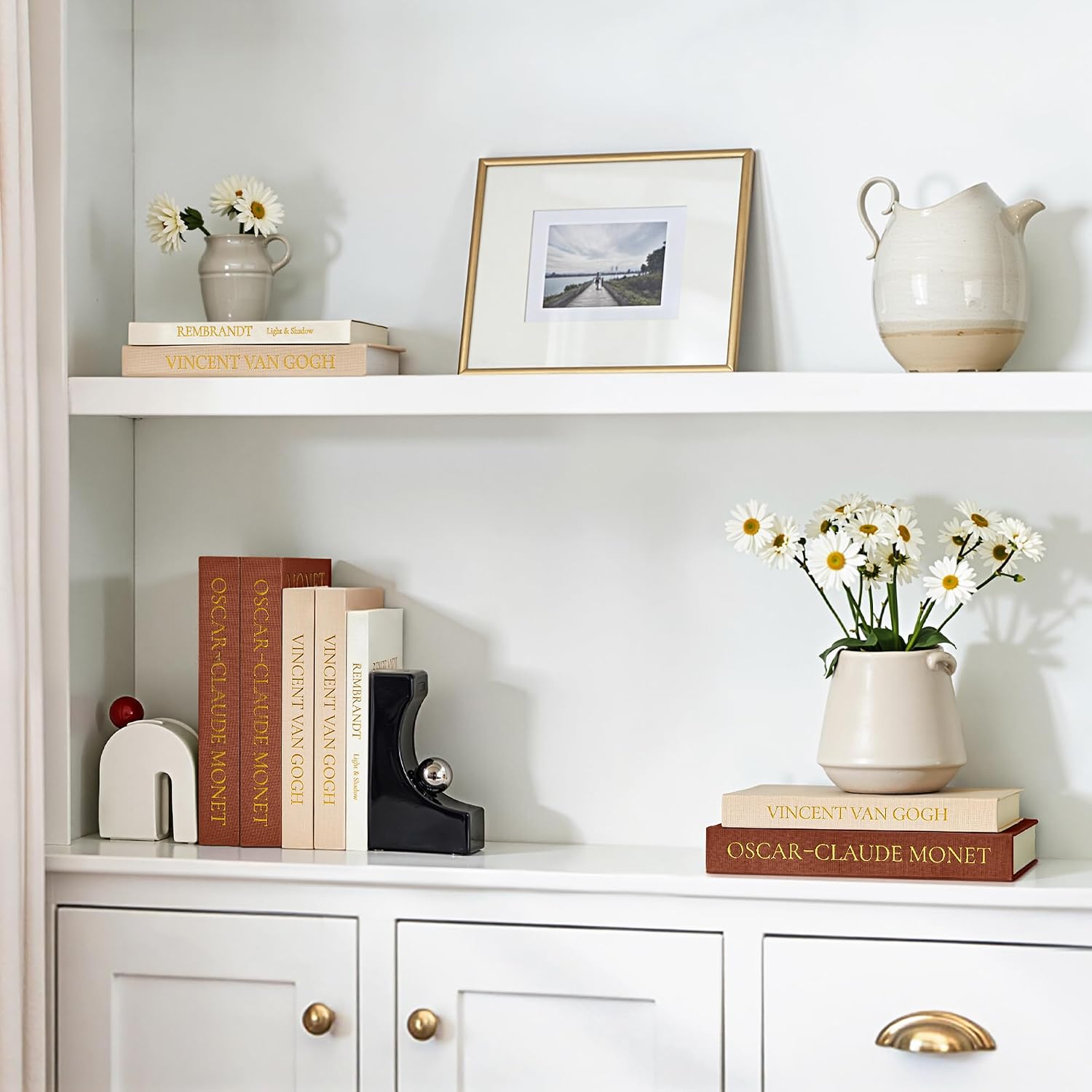Linen Faux Books / Brown-beige-apricot / Set of 3