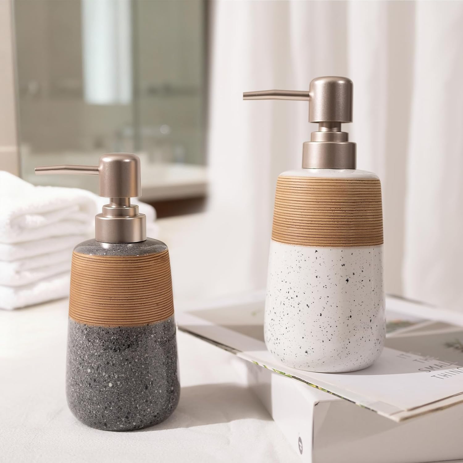 Ceramic Liquid Soap Dispenser / 1 x 15 / Oz Soap Dispenser Grey