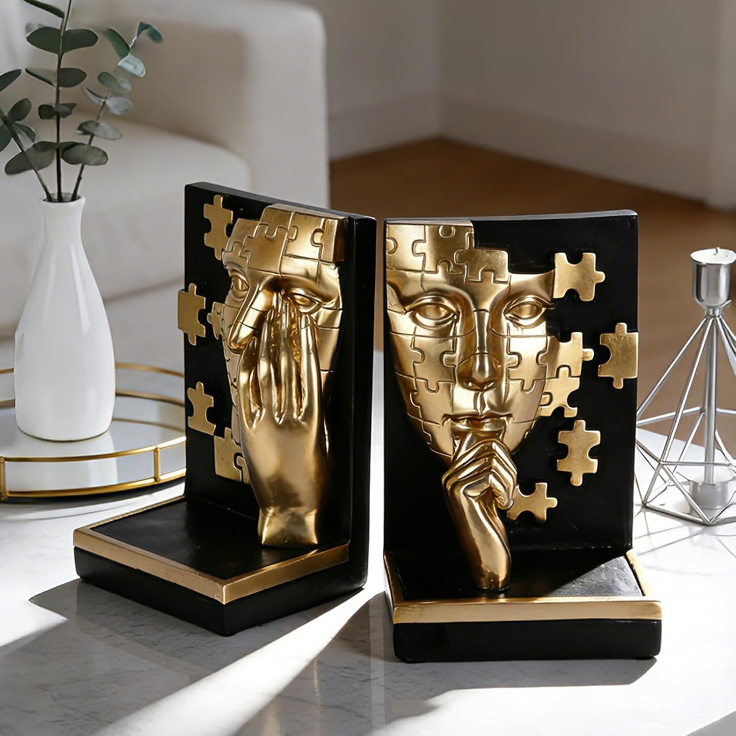 Modern Thinker Bookshelf Decorative Bookends / Gold