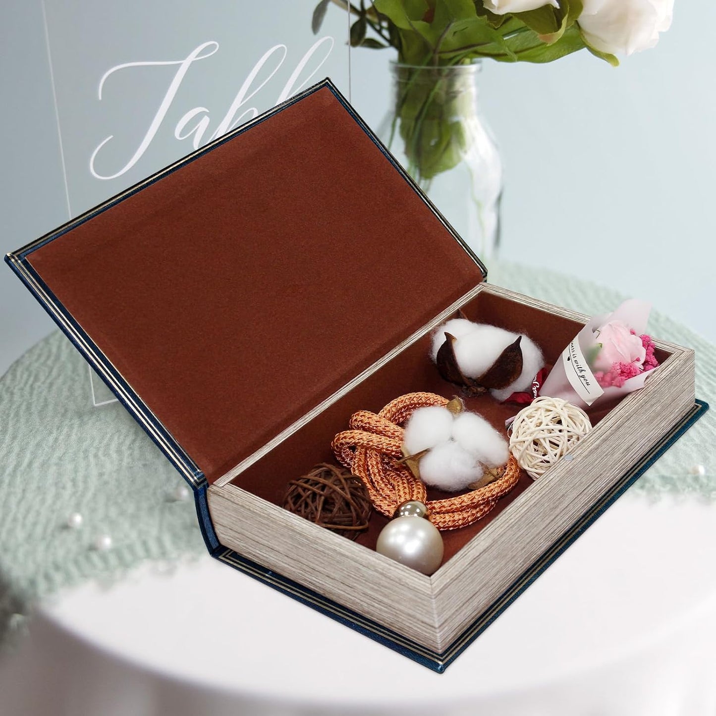 Faux Book Shaped Trinket Storage Container / Blue