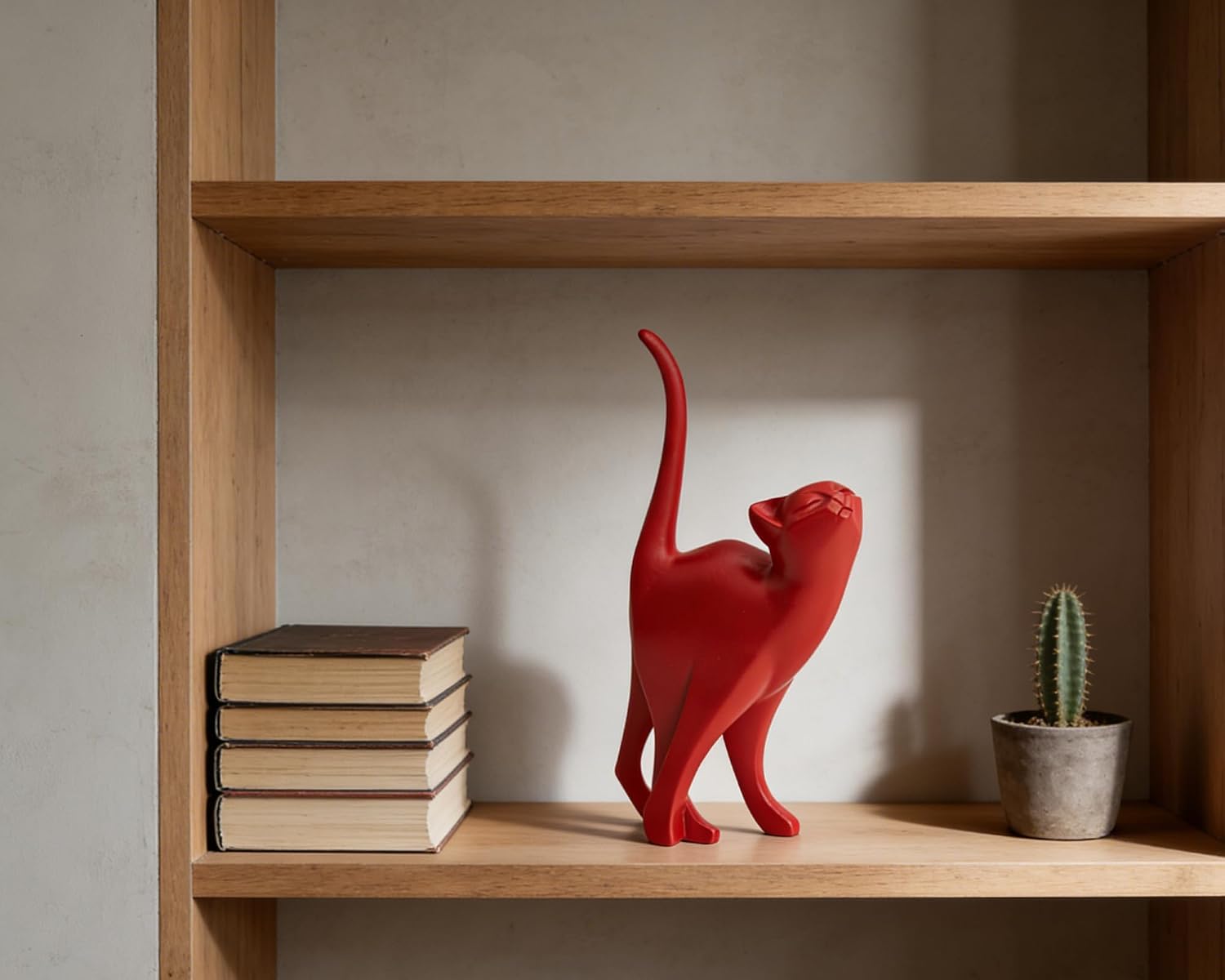 Proud Cat Statue / Red / 7 Inch