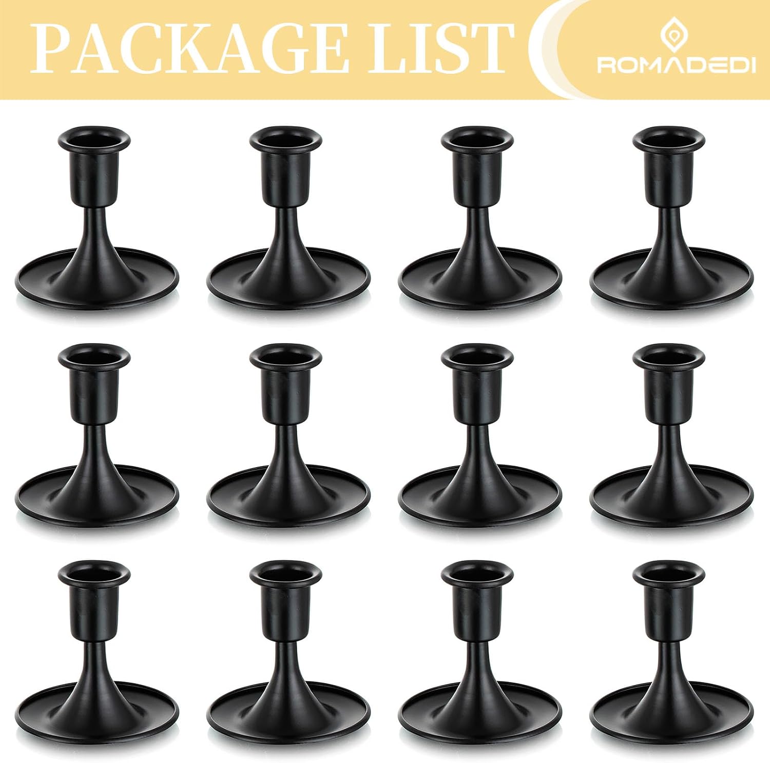 Black Candlestick Candle Holders for Taper ：12 PCS Romadedi Candle Stick Holder Set Vintage Table Centerpiece Halloween