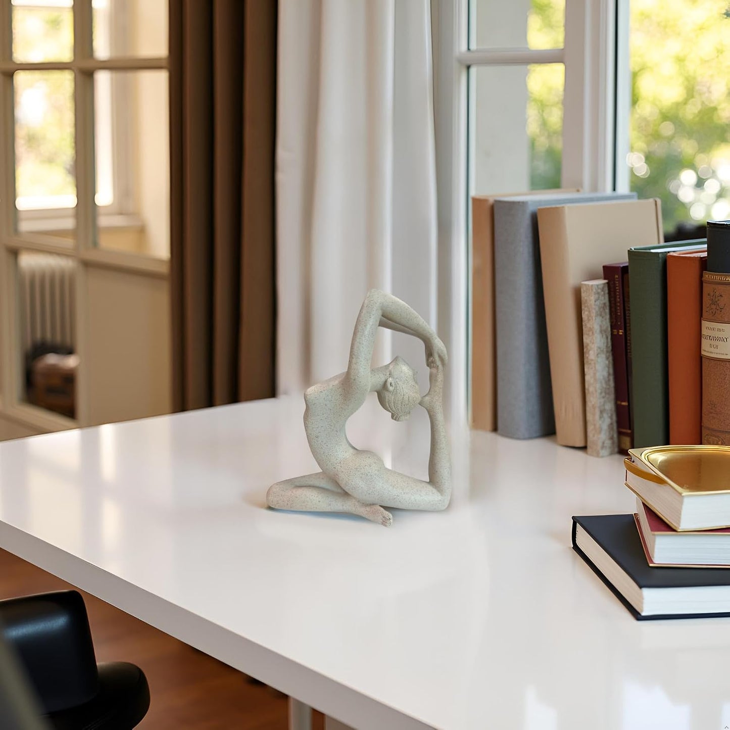 Modern Abstract Yoga Statue / Grayish White
