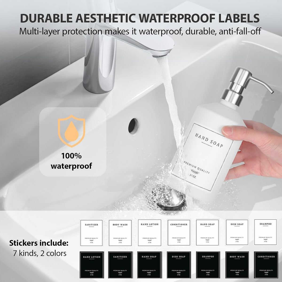 White Glass Soap Dispenser for Kitchen, Dish and Hand Soap Dispenser with Silver Stainless Steel Pump, Modern Kitchen