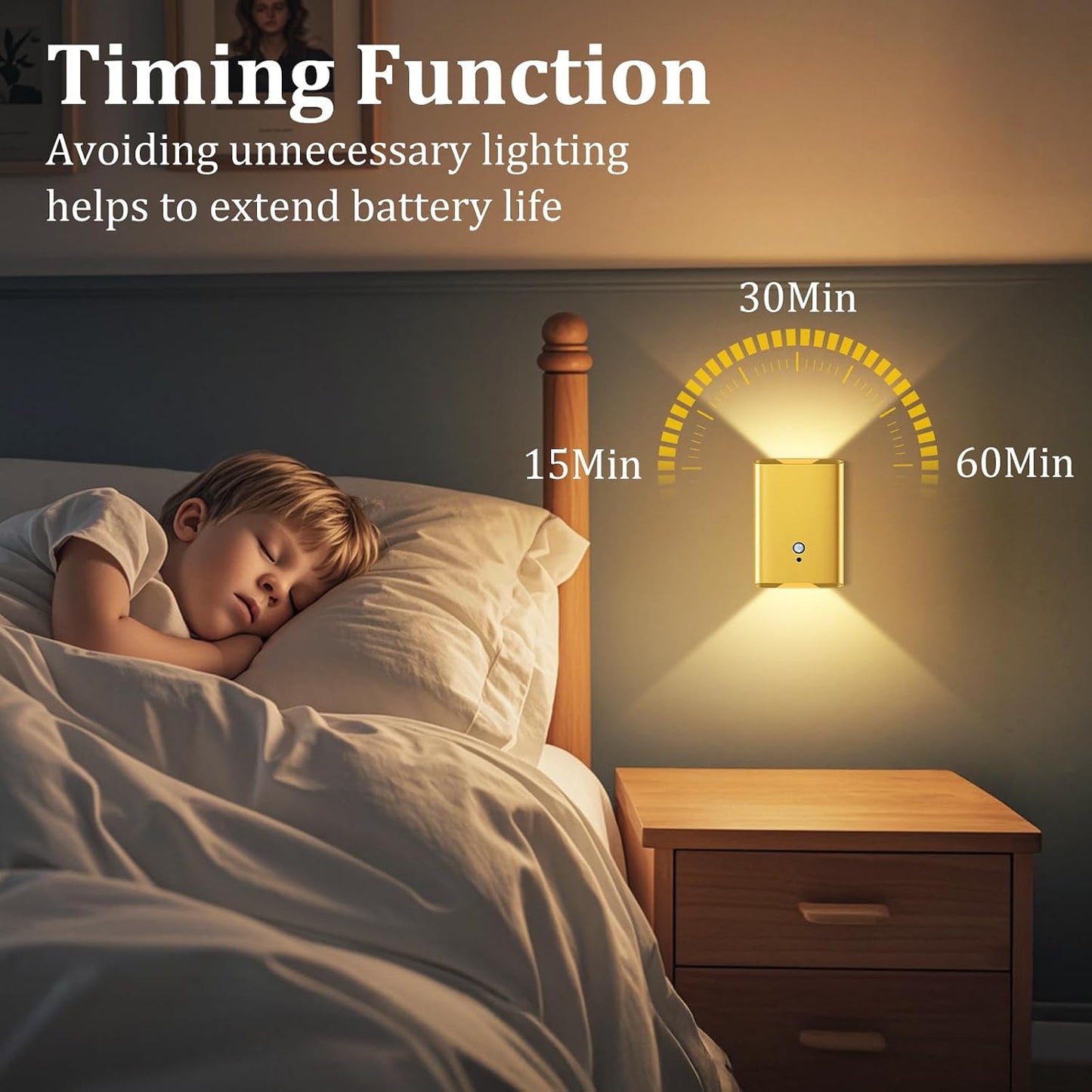 Eneru Motion Sensor Wall Sconce, Rechargeable Wireless Lights Indoor 2 Pack | 5000mAh Battery Powered, Remote 3CCT