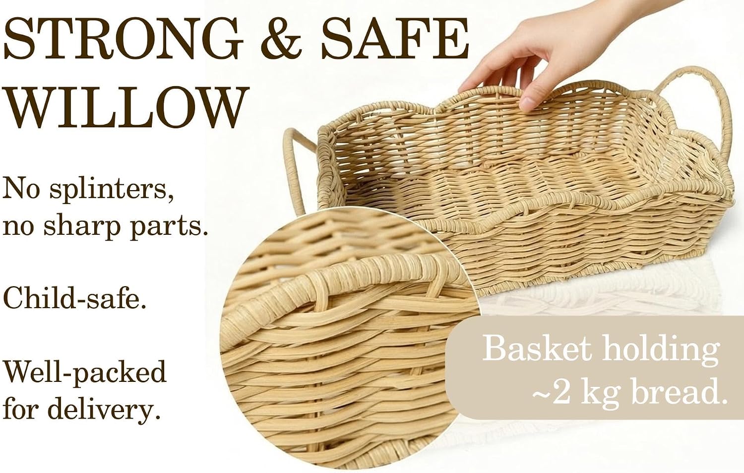 Scalloped Rattan Storage Basket / Natural