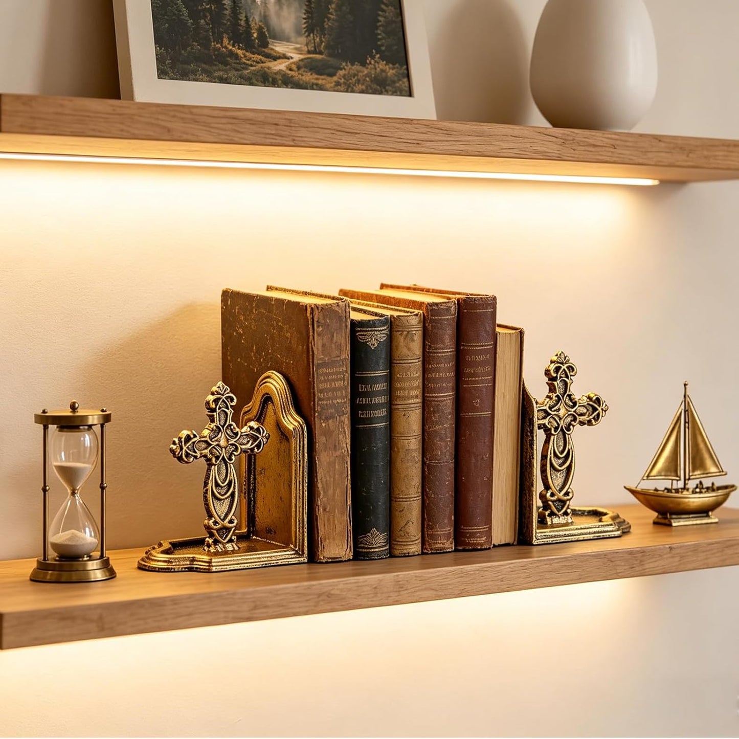 Catholic Book Ends / Gold / Set of 2