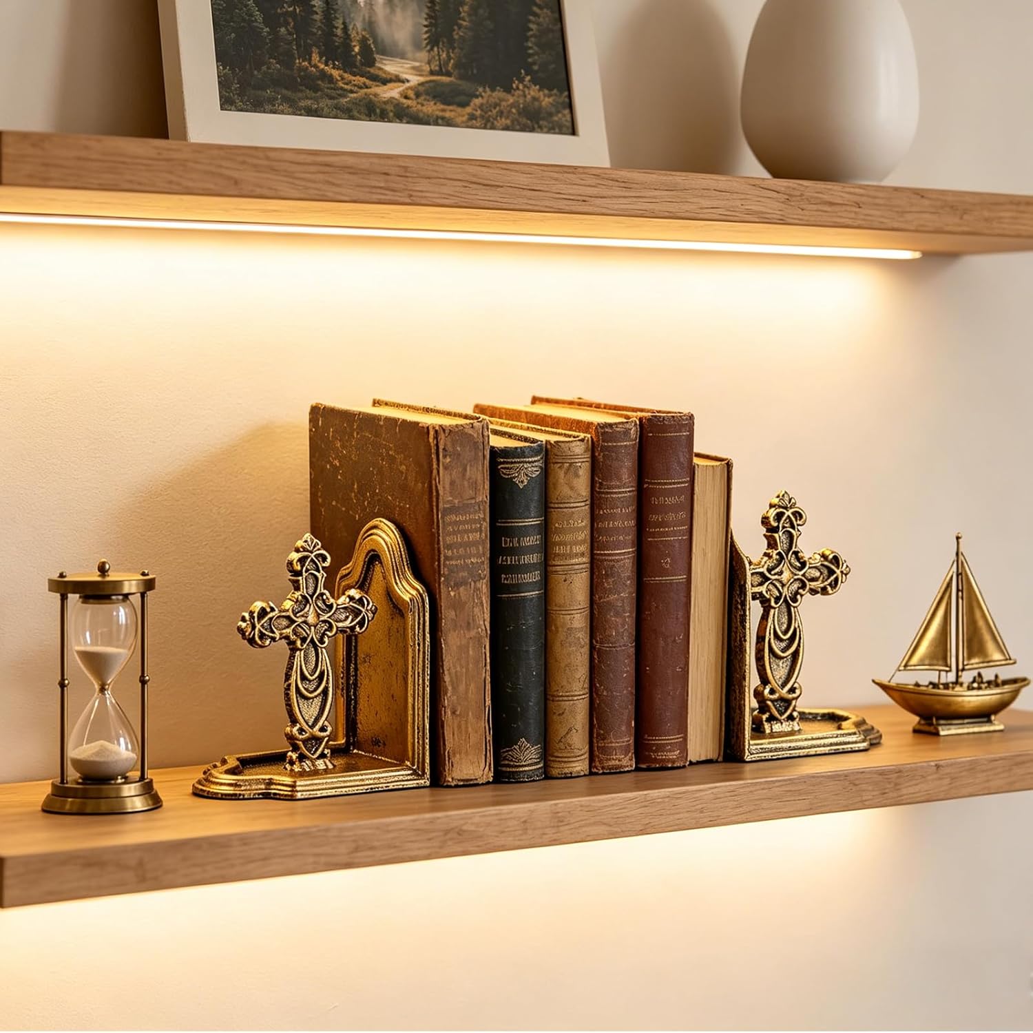 Catholic Book Ends / Gold / Set of 2