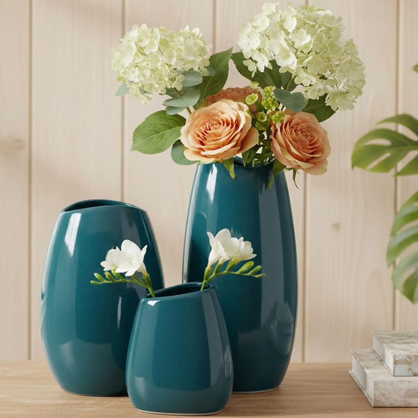 Ceramic Vase Flower Vase / Teal / Set of 3