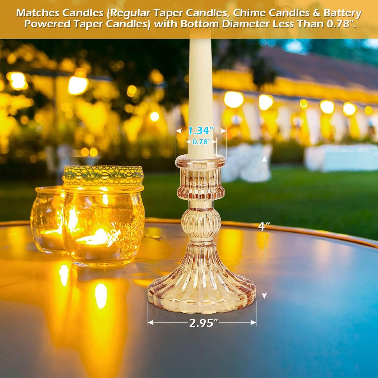 Candlestick Holders Set, 4" H Taper Candle Holders Bulk, 12Pcs Gold Glass Candle Holders for Wedding, Festival, Party &