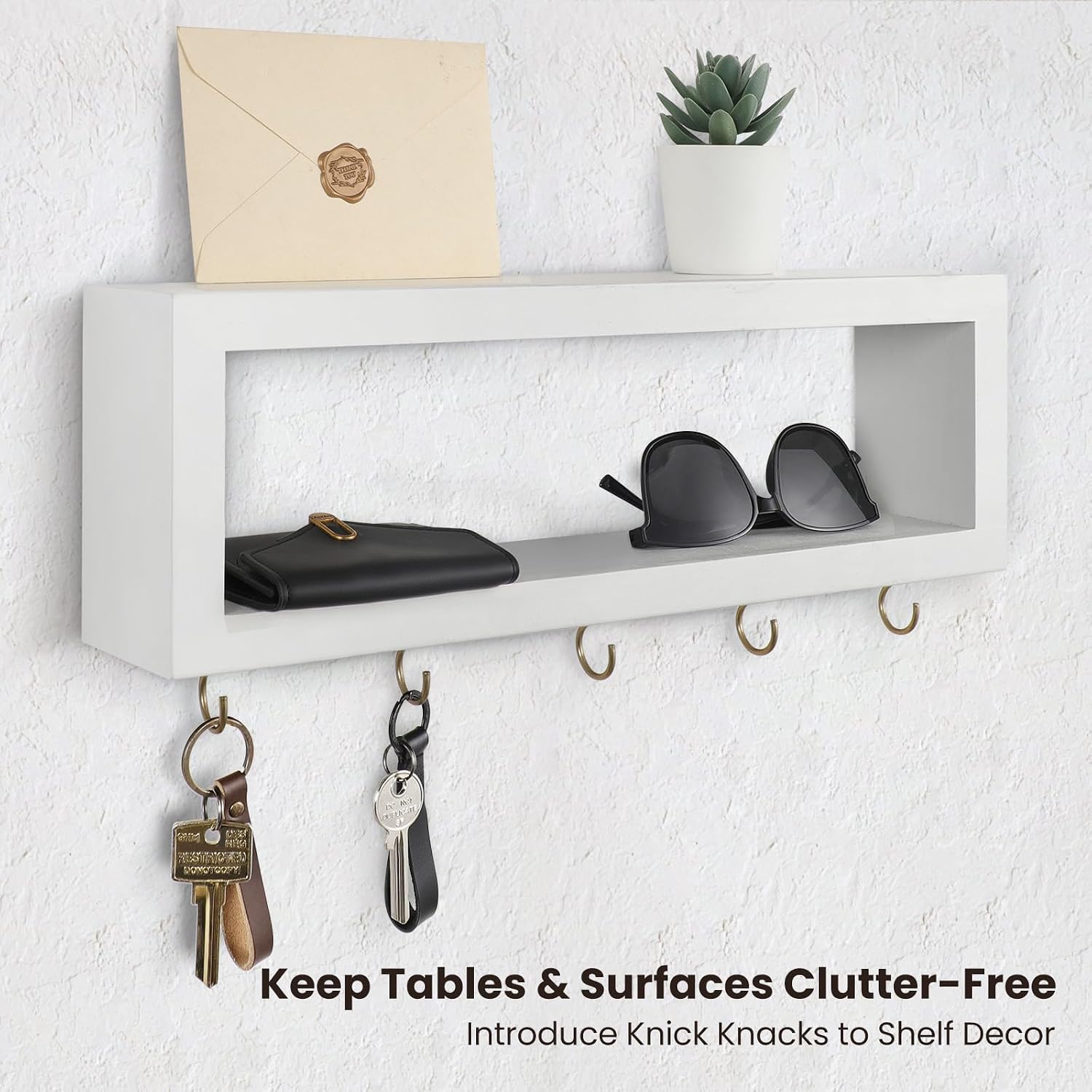 Hooks / Decorative Key and Wallet Holder / White
