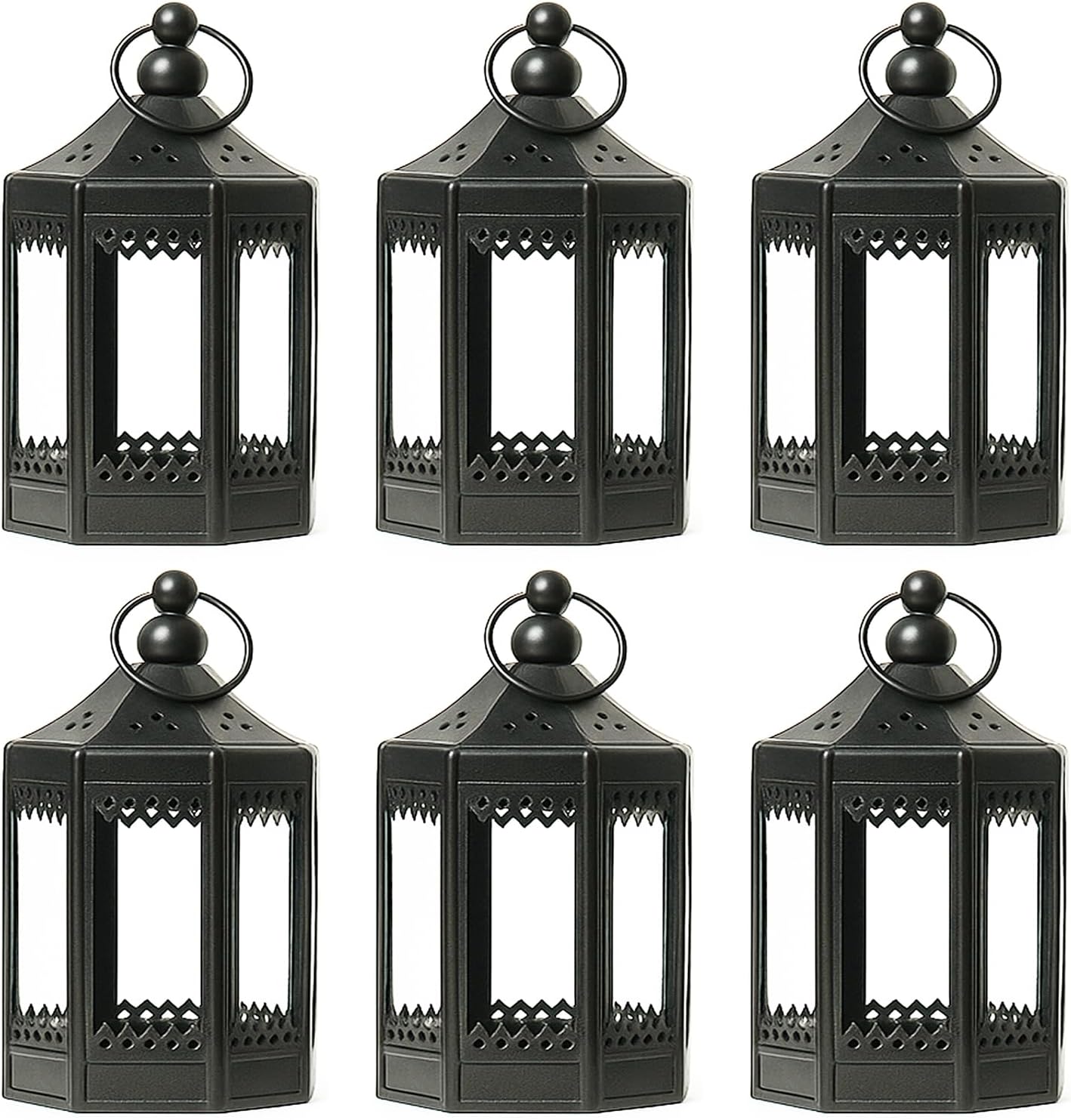 Vela Lanterns Tea Light Candle Holders, Mini Table Centerpieces, Black | Halloween & Wedding Decor, Decorative Indoor
