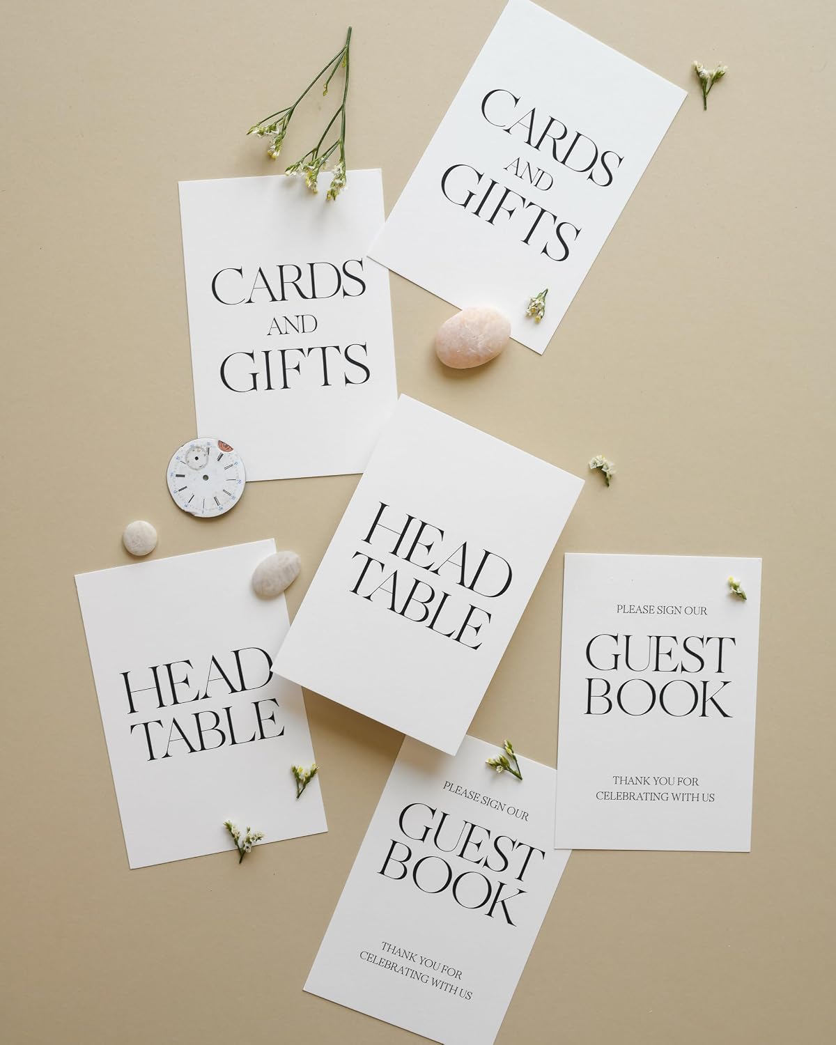 Weekend Paper Co.™ Modern Wedding Table Numbers, Single Sided 4x6 Modern Design, Black Matte Ink, Numbers 1-25 plus 4