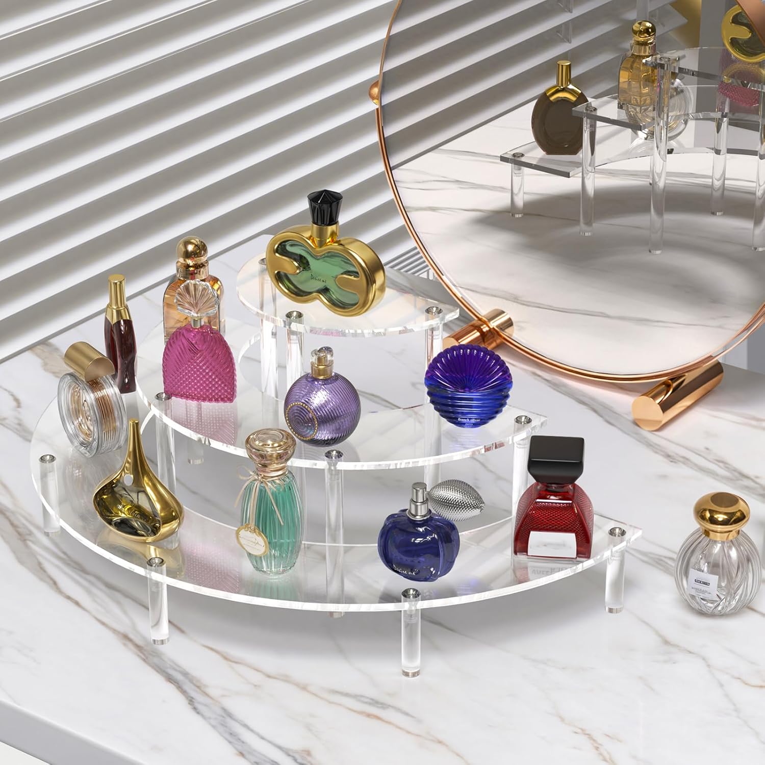 Dessert Stand / Perfume Organizer / Clear / Set of 2