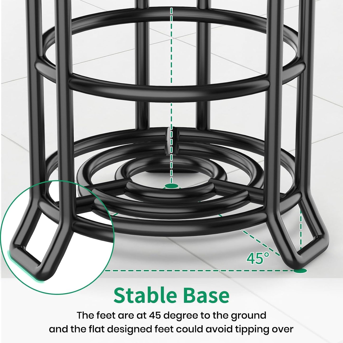 TomCare Toilet Paper Holder Stand Free Standing, Holds 4 Mega Rolls, Black | Tool-Free Assembly, Detachable Metal Wire