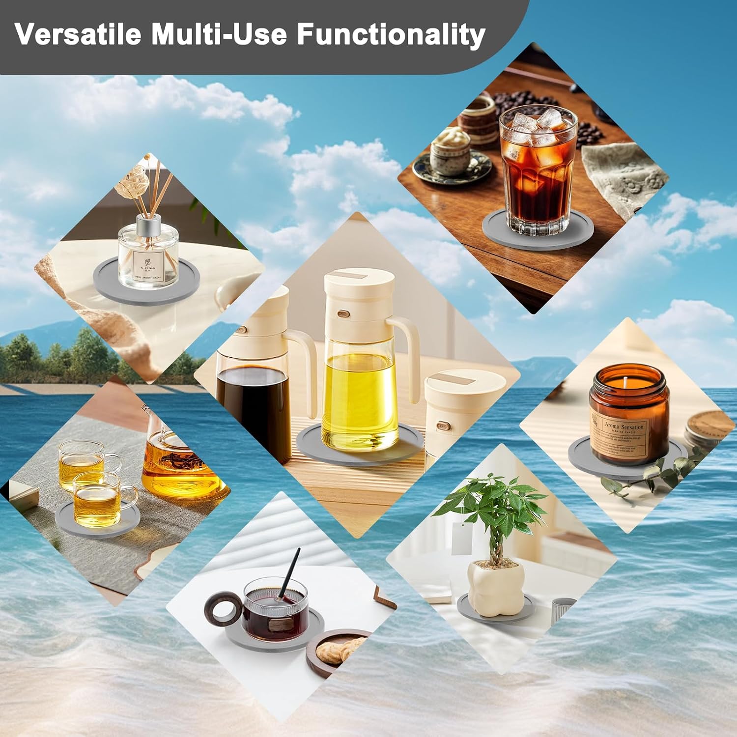 Holder / Heat Resistant Cup Mat Tabletop Protection / Gray / Set of 12