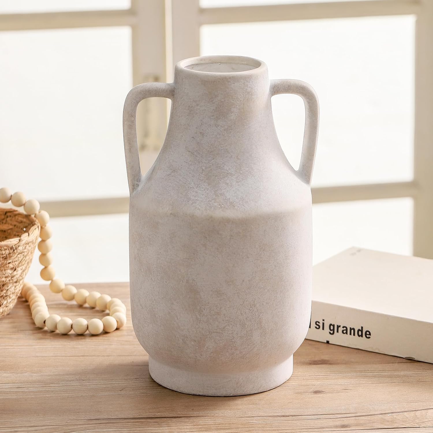 Ceramic Flower Vase / 11"h-antique / White / 11 Inch