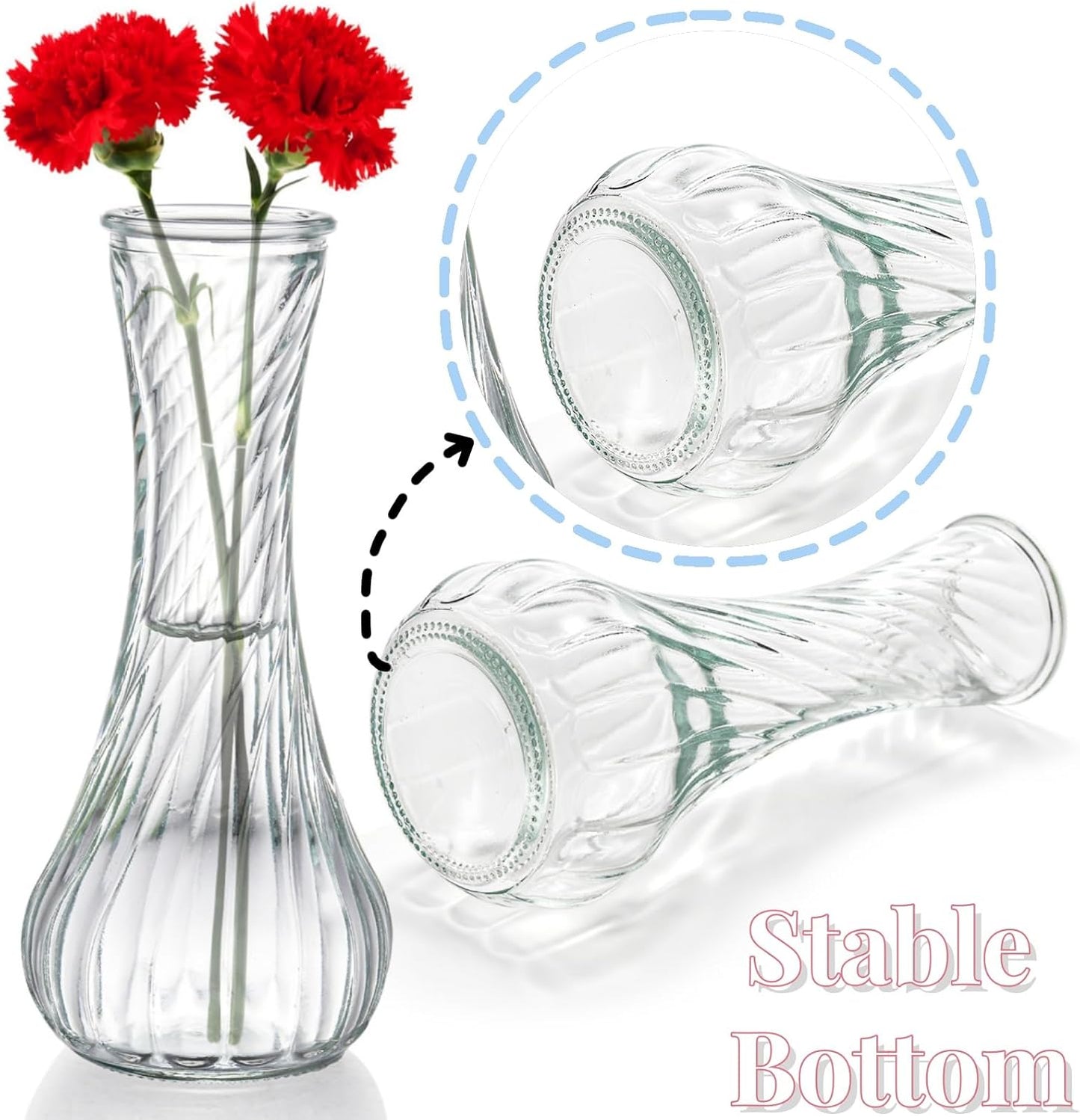 Glass Bud Vase / Clear / Set of 16