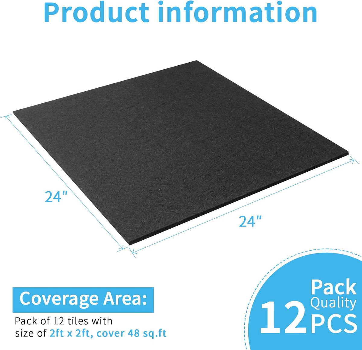 Art3d Acoustic Drop Ceiling Tiles, 2x2 ft, 12-Pack, Covers 48 Sq. Ft. | Waterproof polyester, sound absorbing and sag