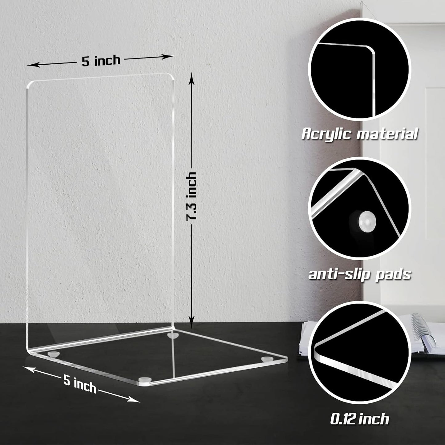 Acrylic Bookends / Decorative Book Holder / Clear / Set of 12