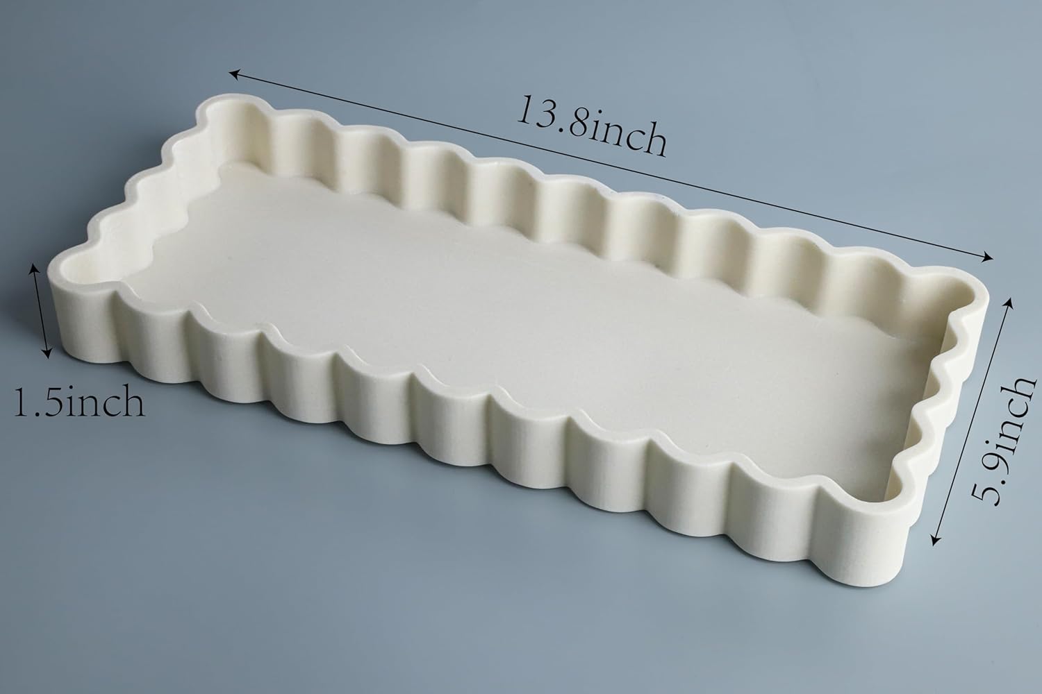 Wavy Edge Decorative Tray / Beige / 13.8 x 5.9 x 1.5