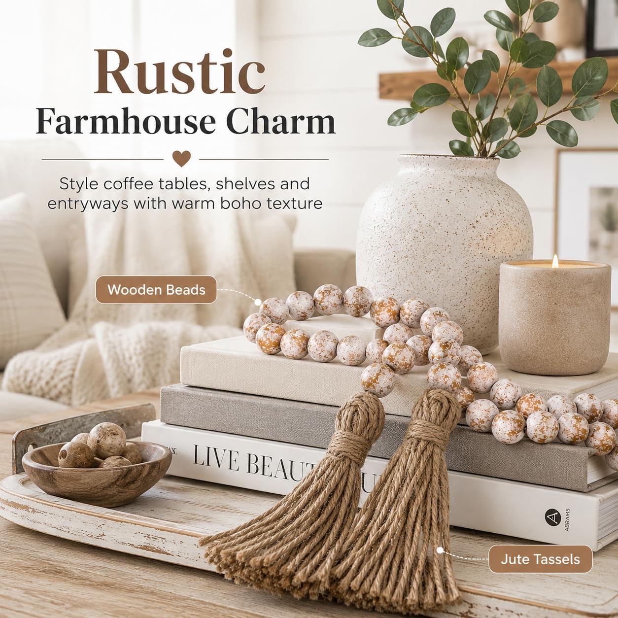 Wooden Beads Garland / Rustic