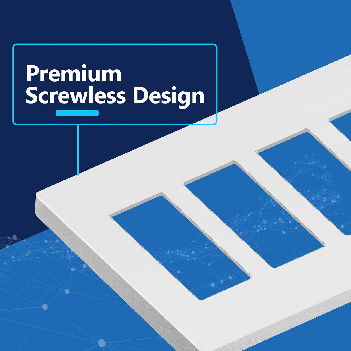 LIDER Quadruple Decorator Switch Cover, Mid-Size 4-Gang, 2-Pack | Screwless Wall Plate, Matte White, Polycarbonate